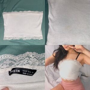SHEIN White Lace Tube Top